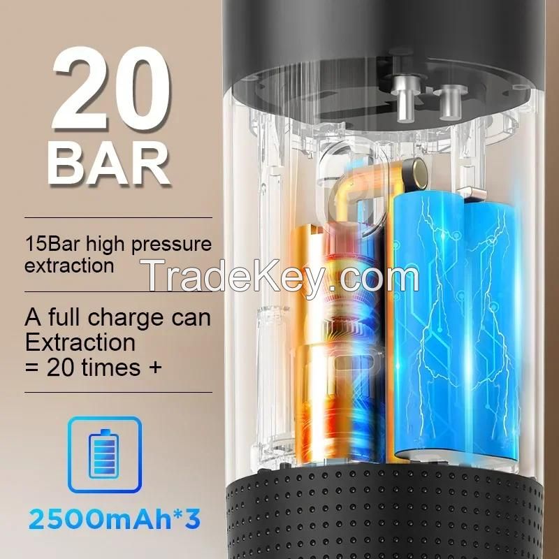 2-in-1 Portable Italian Espresso Machine Espresso Coffee Maker Wireless Portable Espresso Coffee Machine for Car Home and Travel