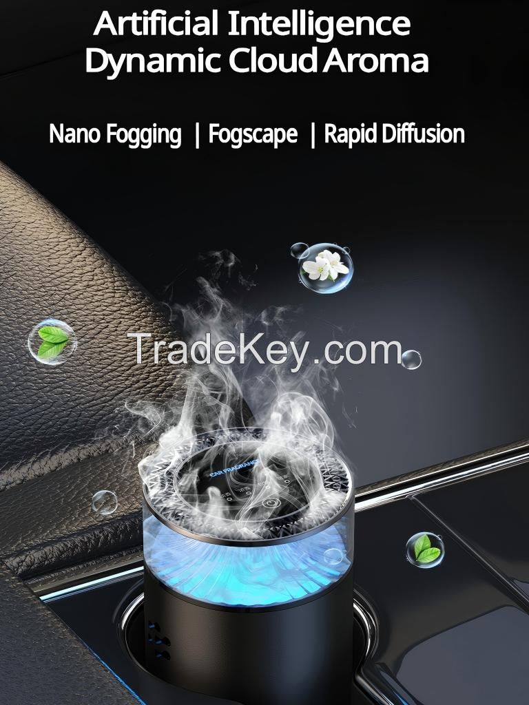 Smart Car Air Aromatherapy Diffuser RechargeabCar Air Freshener Cloud Mist With Sound Pickup Lamp RGB Light Auto Interior