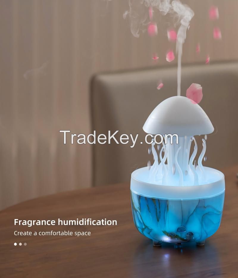 Rotating Water Droplet Aroma Diffuser Colourful Night Lights Aroma Essential Oil Air Humidifier Christmas Tree Jellyfish Model