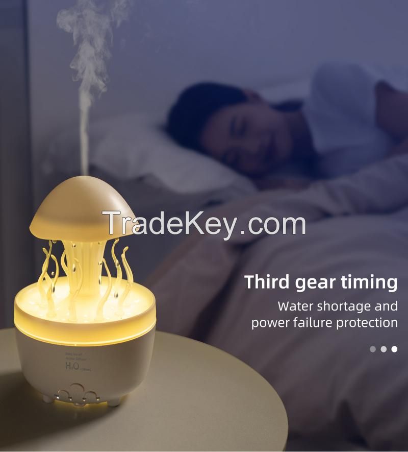 Rotating Water Droplet Aroma Diffuser Colourful Night Lights Aroma Essential Oil Air Humidifier Christmas Tree Jellyfish Model