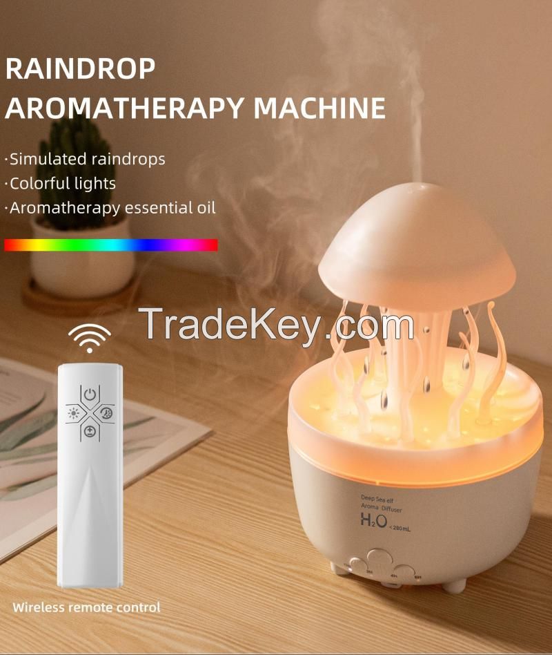 Rotating Water Droplet Aroma Diffuser Colourful Night Lights Aroma Essential Oil Air Humidifier Christmas Tree Jellyfish Model