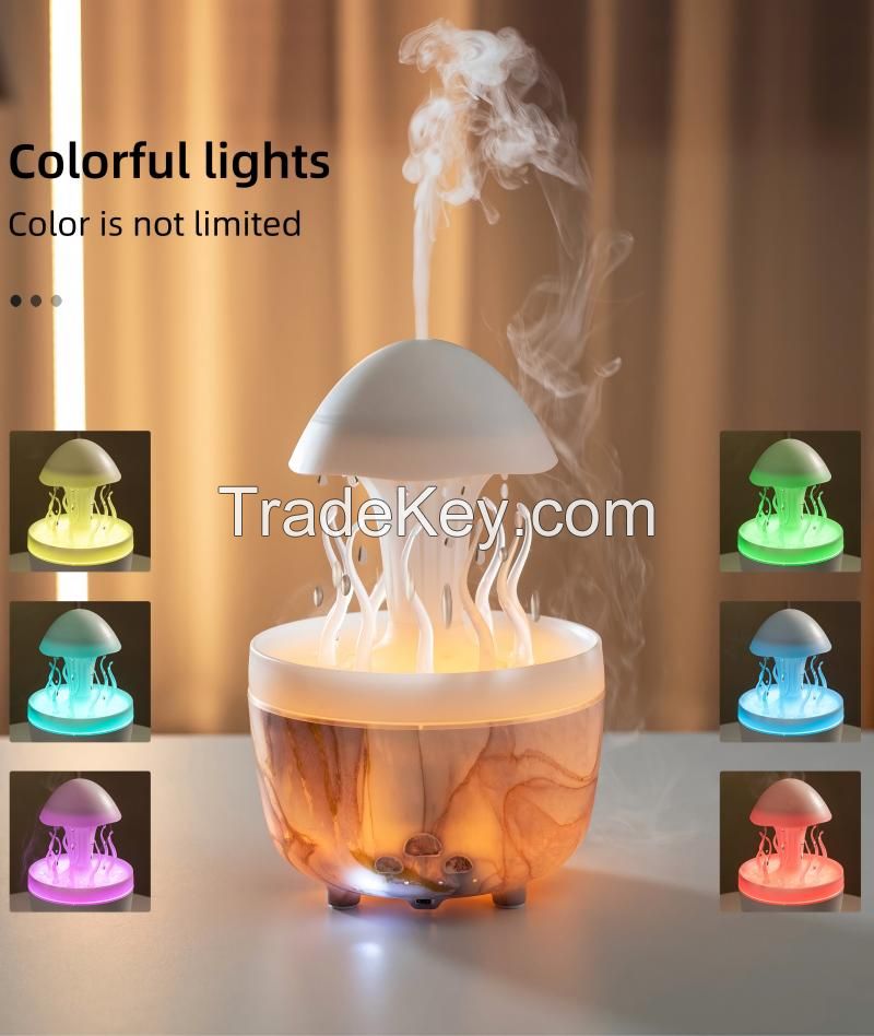 Rotating Water Droplet Aroma Diffuser Colourful Night Lights Aroma Essential Oil Air Humidifier Christmas Tree Jellyfish Model