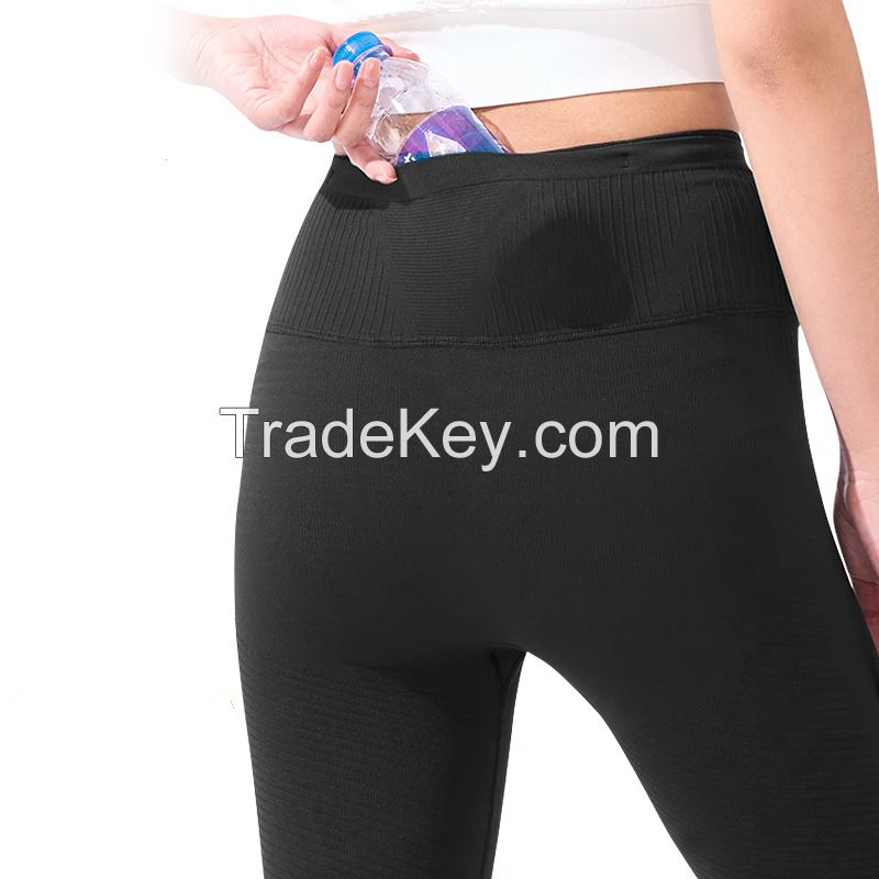 Women's Compression Pants, Men's Running Shorts, Marathon Professional Sports Quick-Dry Tights, Waist Pack Tight-Fit Pants, Trail Running & Cycling