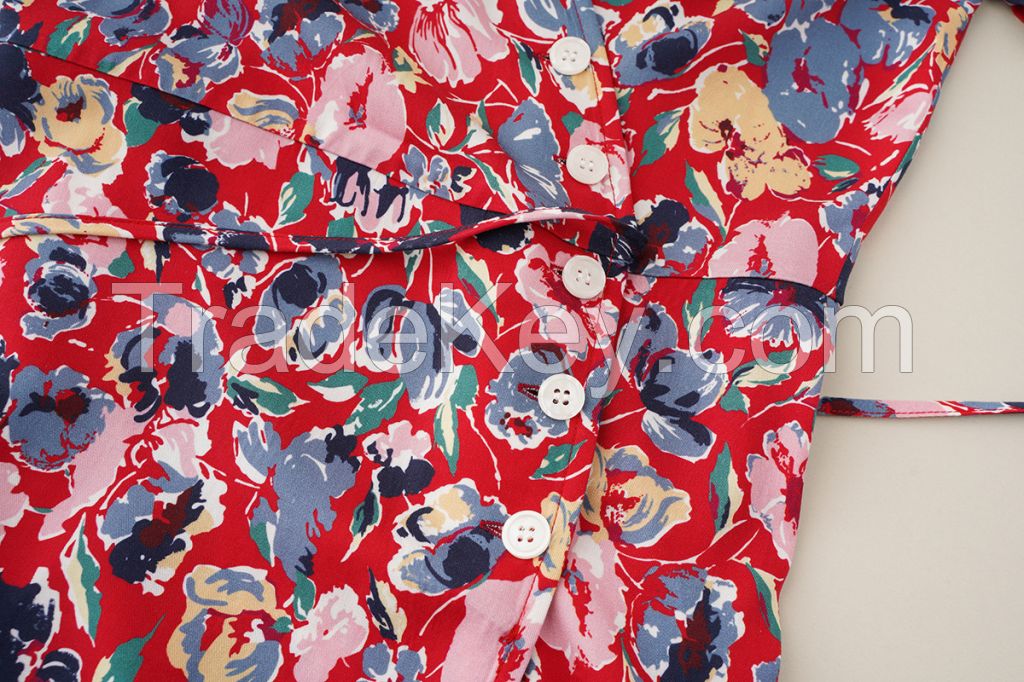 Women's Silk Floral Dress - French Style Summer Maxi Dress RJ