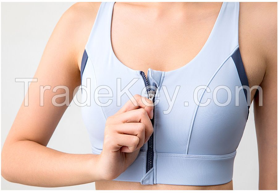 Sports Bra with Seamless Cups, Front Zip, Lift & High-Impact Support, Anti-Shock, Antibacterial Fabric, Yoga Top  WX6083