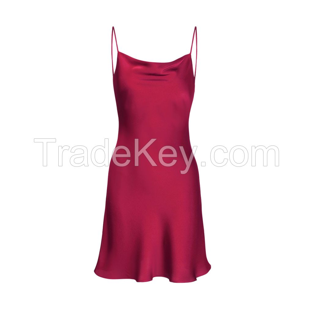 Women's Silk Chemise: Sexy V-Neck Slip Dress (100% Mulberry Silk) D-1151