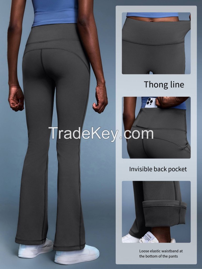Women's High-Waist Flare Leggings - Fleece-Lined Yoga Pants with Tummy Control DL204-2