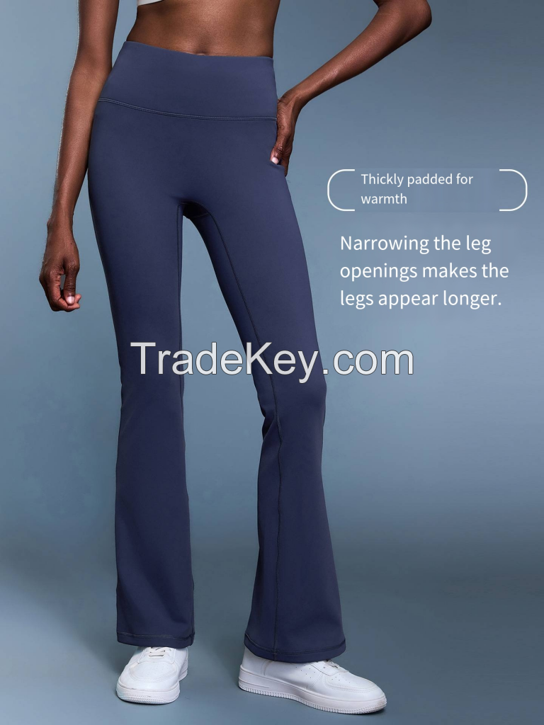 Women's High-Waist Flare Leggings - Fleece-Lined Yoga Pants with Tummy Control DL204-2