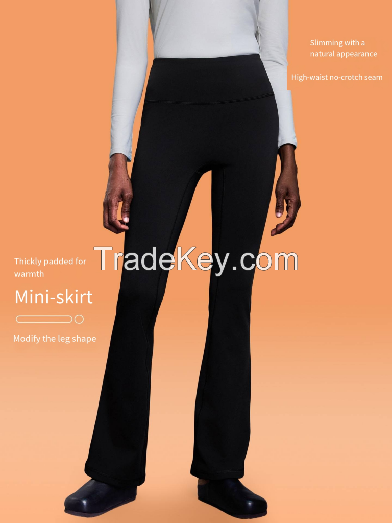 Women's High-Waist Flare Leggings - Fleece-Lined Yoga Pants with Tummy Control DL204-2