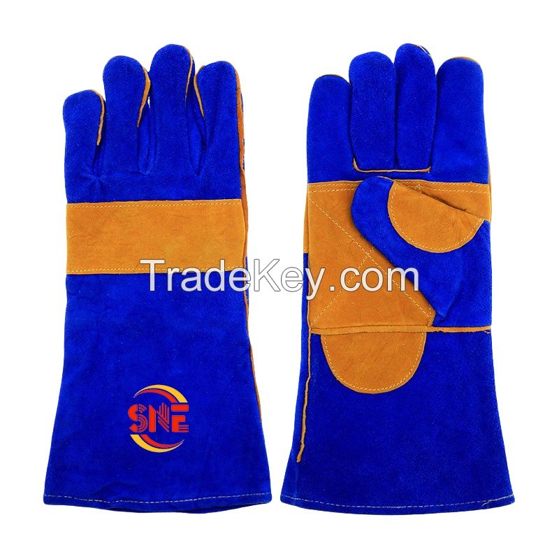 Snellsafety Welding Gloves Cow Split Leather Soldering Gloves 14 Inch Welder Work Gloves