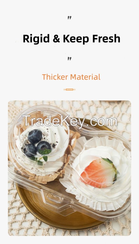 Individual Plastic Cupcake Containers Disposable with Connected Airtight Dome Lid