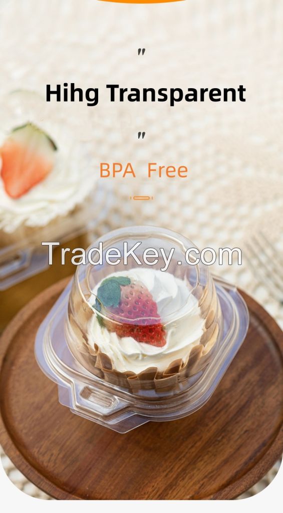 Individual Plastic Cupcake Containers Disposable with Connected Airtight Dome Lid