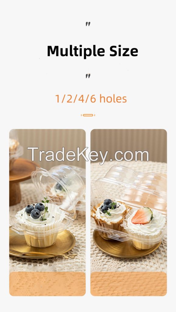 Individual Plastic Cupcake Containers Disposable with Connected Airtight Dome Lid