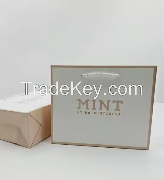 Luxury Eco-Friendly Kraft Paper Shopping Bag with Custom Logo White Manufactured for Gift Packaging Labels