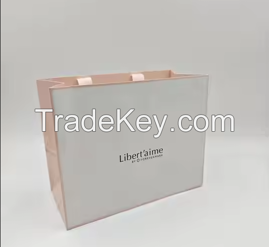 Luxury Eco-Friendly Kraft Paper Shopping Bag with Custom Logo White Manufactured for Gift Packaging Labels
