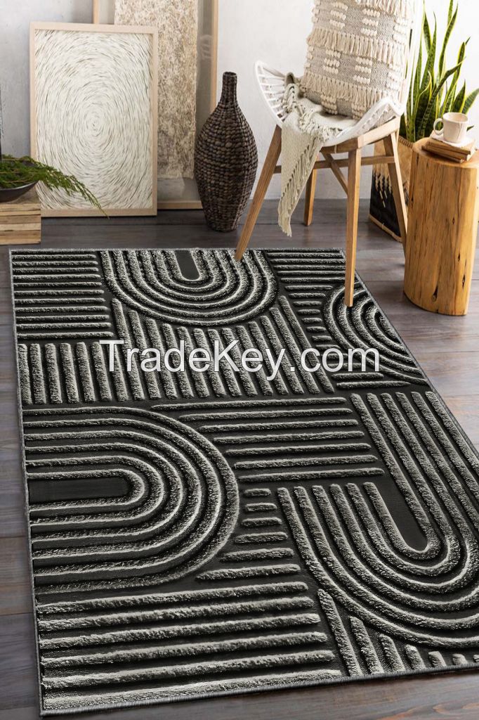 Non-Slip Turkish Carpet Rug - 3D Printed, Machine Washable, Modern Design - Wholesale Export Available