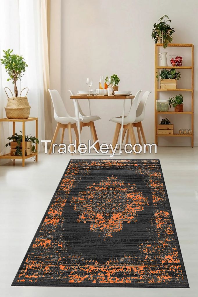 Luxury Non-Slip Carpet Rug - Turkish Design, Machine Washable, 3D Print - B2B Wholesale Supplier
