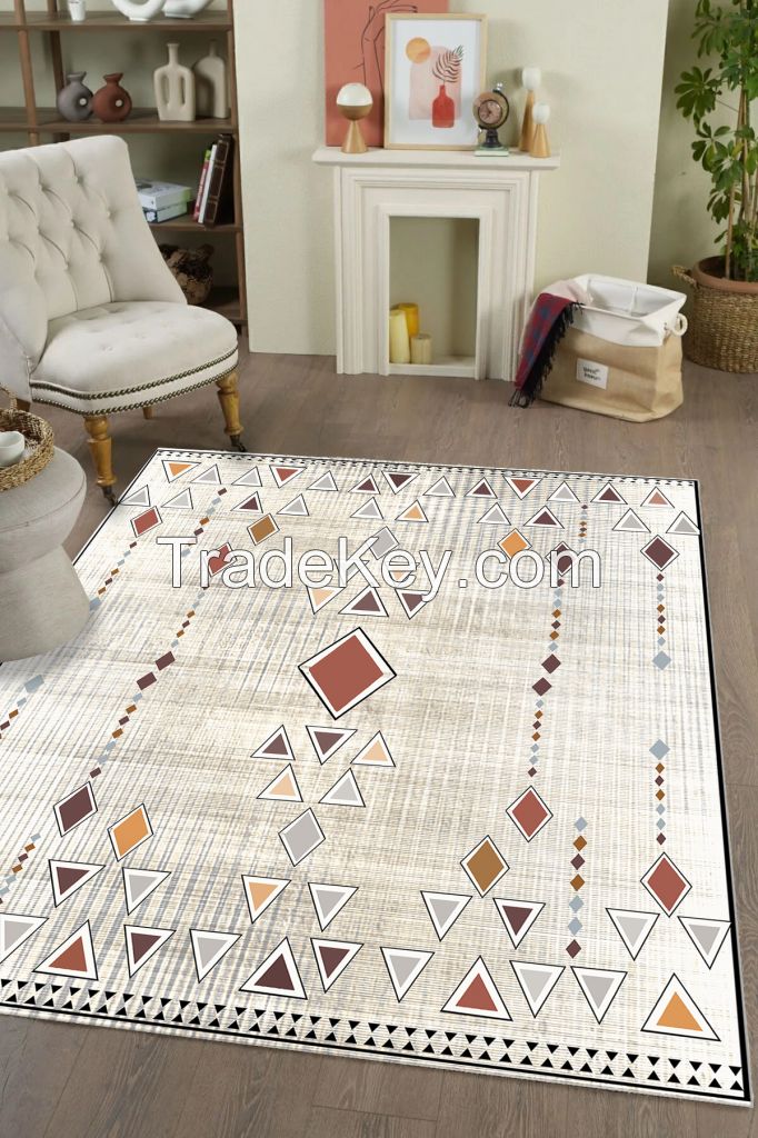 Luxury Non-Slip Carpet Rug - Turkish Design, Machine Washable, 3D Print - B2B Wholesale Supplier