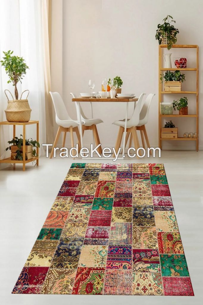 Luxury Non-Slip Carpet Rug - Turkish Design, Machine Washable, 3D Print - B2B Wholesale Supplier