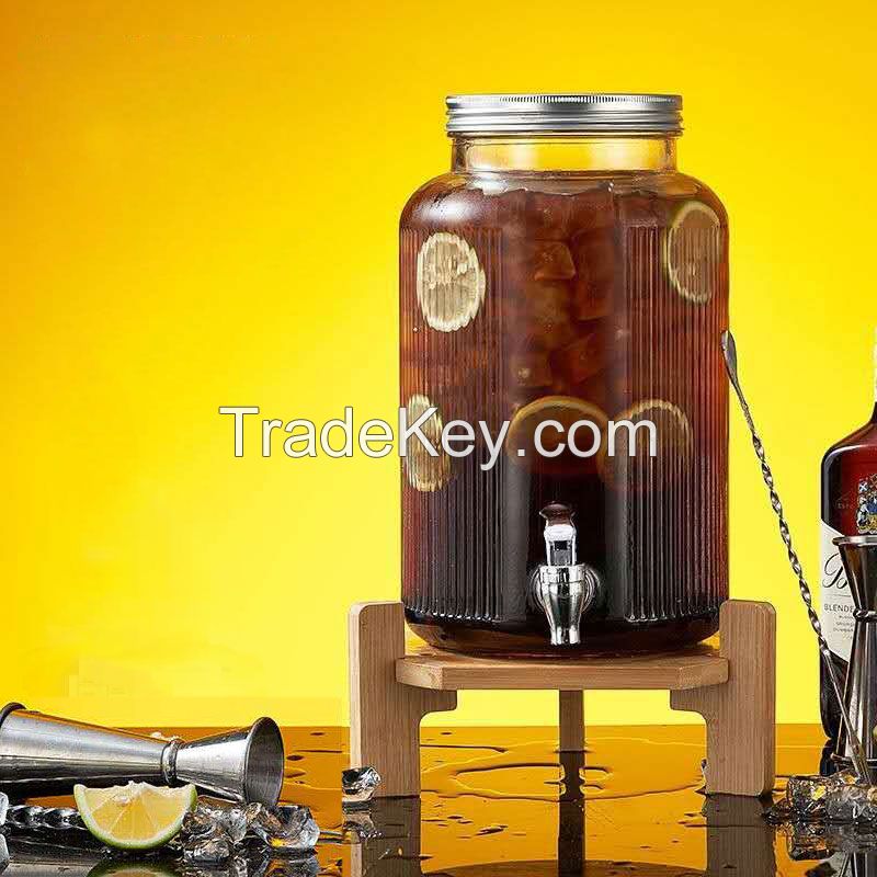 Glass beverage dispenser with tap