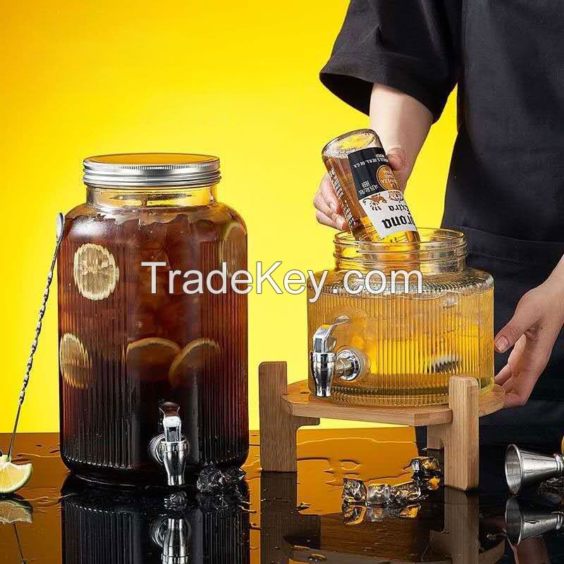 Glass beverage dispenser with tap