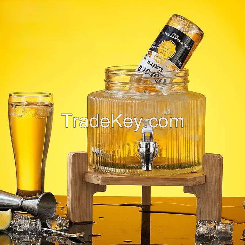 Glass beverage dispenser with tap