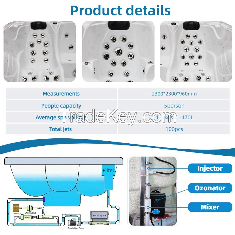 Best Quality Acrylic Balboa Outdoor Hot Tub Spa for 5 Person