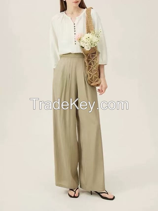 Women's French Linen Shirt â�� Summer Short Sleeve Relaxed Blouse, Boho Office Wear Loose Fit Top