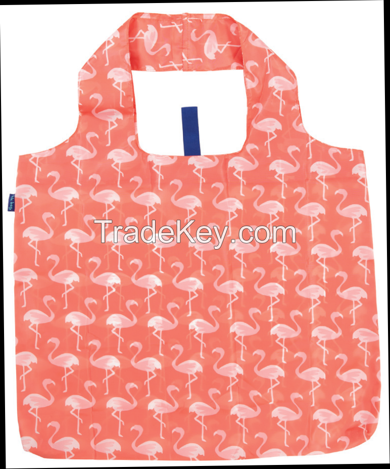 Fashion Custom logo Printed Portable Reusable Waterproof Foldable Shopping Bag Nylon Polyester Bag