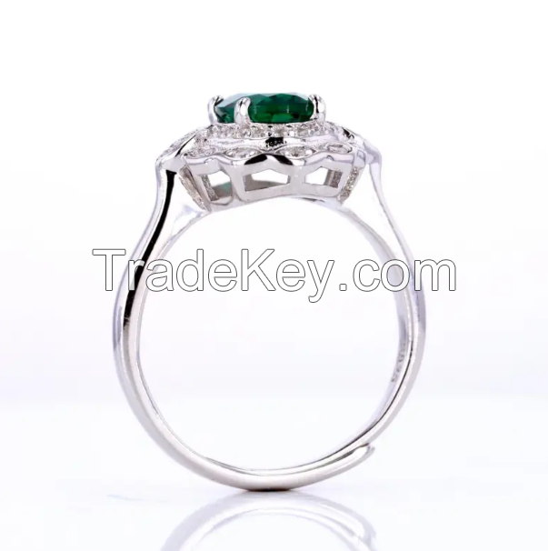 tarsgem S925 pure silver white gilded oval laboratory-grown jadeite 1.5ct wedding ring has no evaluation yet