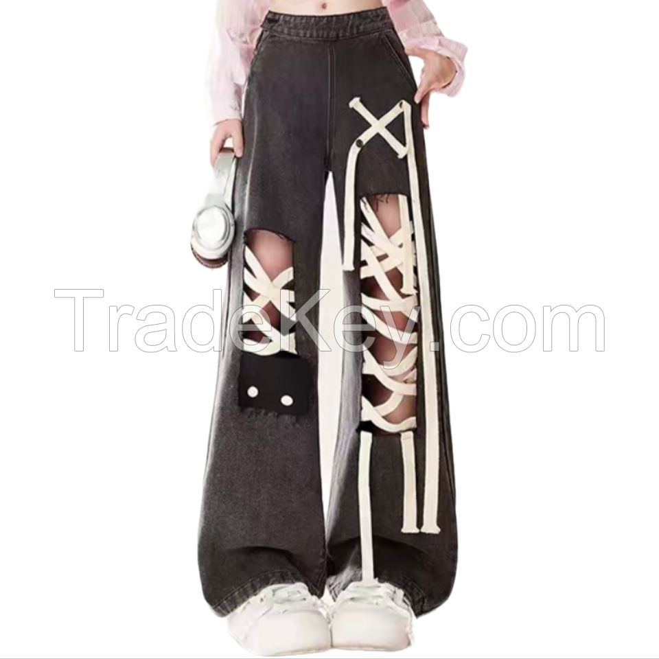 Fashion Simple Casual Jacket Jeans Women's Black