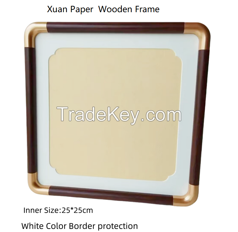25*25cm Square Xuan Paper Painting Hardcard Border protection Rounded Corners Rosewood wooden Frame