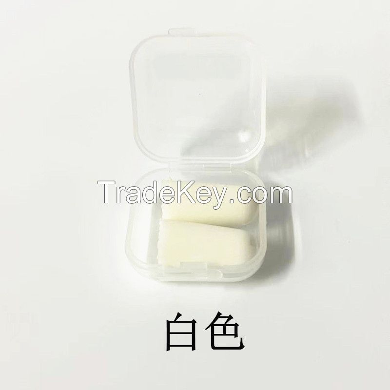 Sponge earplugs in a box, noise reduction and sound insulation. 