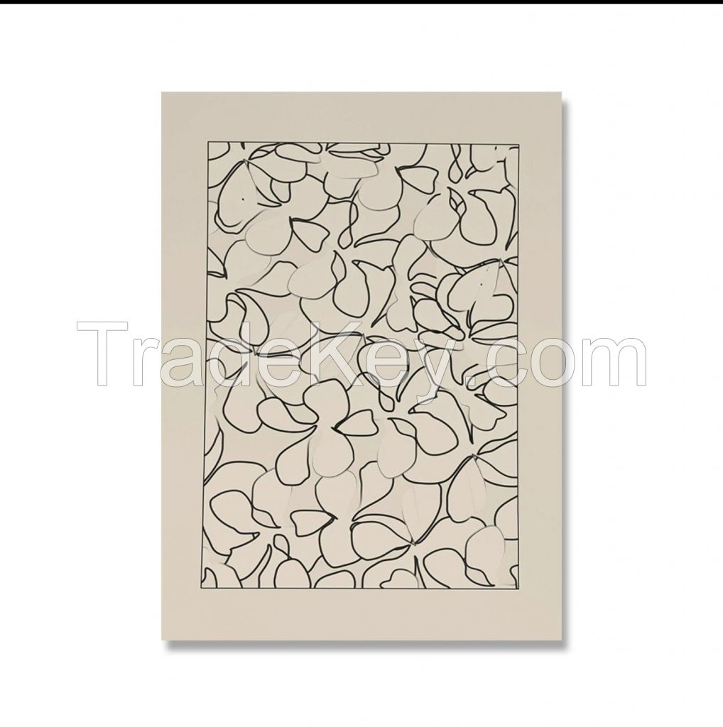 Nordic small-batch retro abstract geometric canvas paintings with floral lines, multi-piece combination for living room background wall decoration.