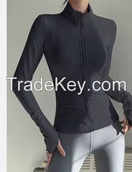 Slim-fit Joker Wool Sports Jacket Stand-neck Long Sleeve Yoga ClothingWool Sports Jacket Stand-neck Long Sleeve Yoga Clothing