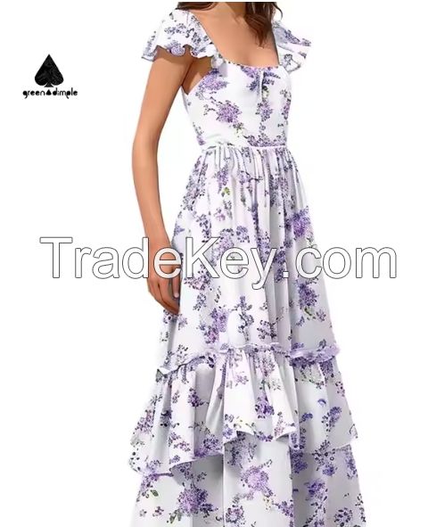 Green dimple fashion summer ladies elegant formal ladies suspender casual dress