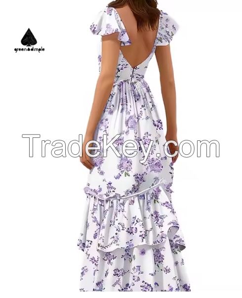 Green dimple fashion summer ladies elegant formal ladies suspender casual dress