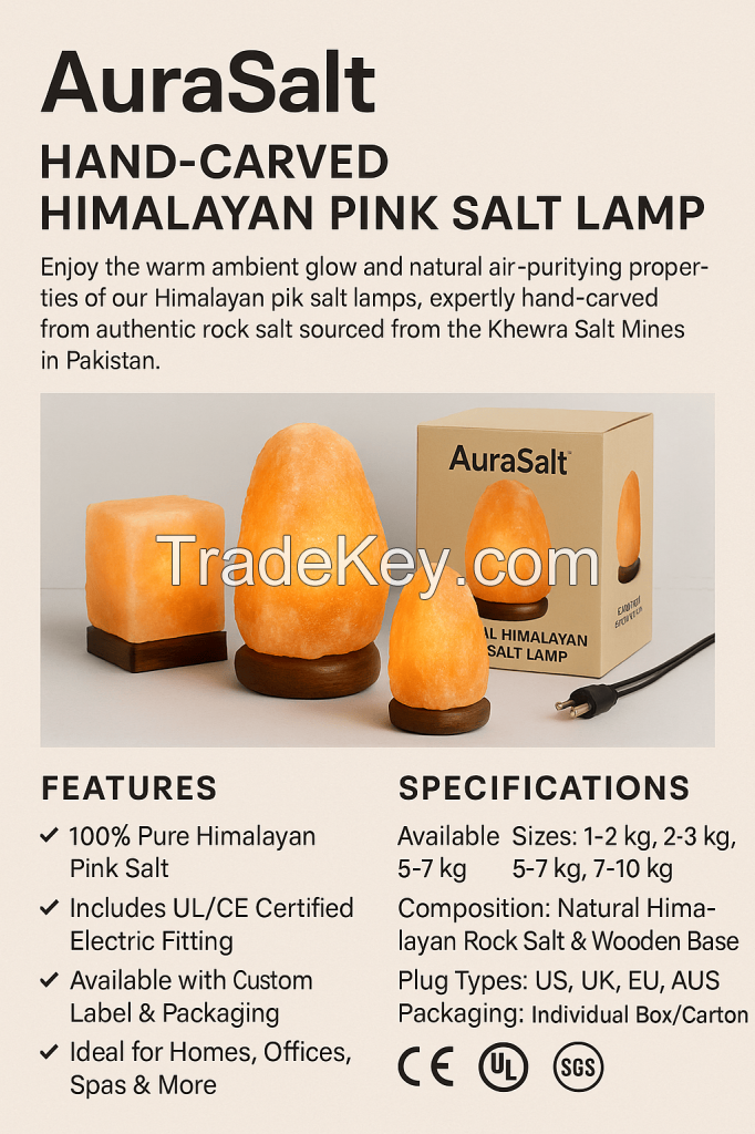 AuraSalt - Natural Himalayan Pink Salt Lamp (Hand-Carved)