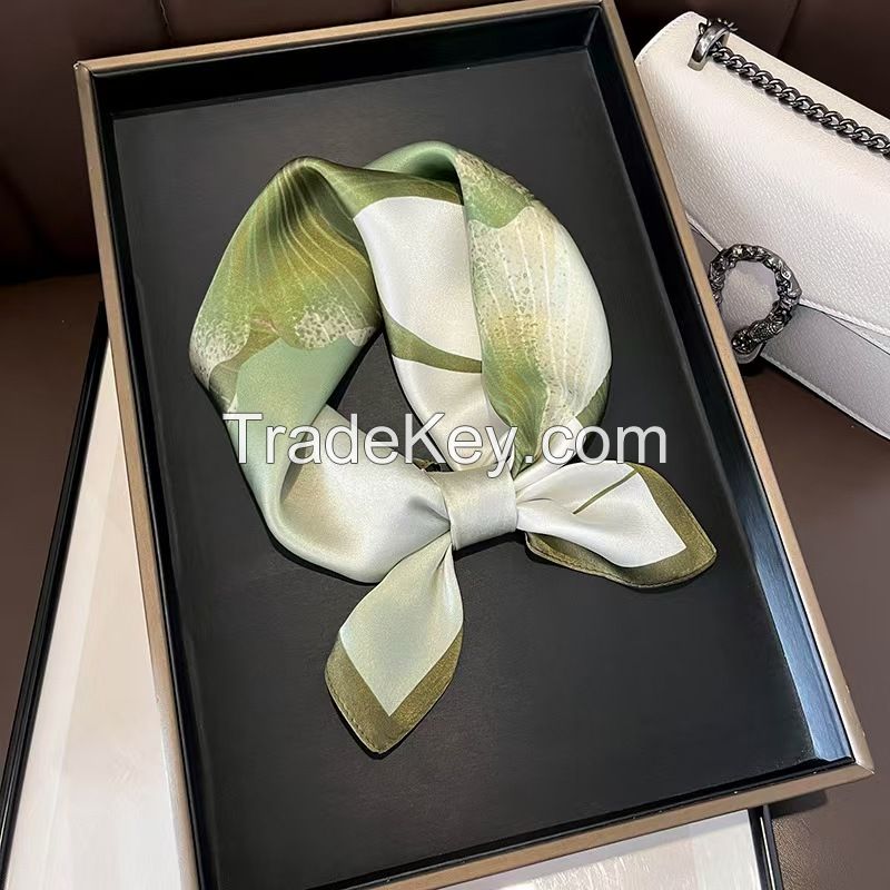Elegant Bloom: The AzureSilk Botanical Scarf