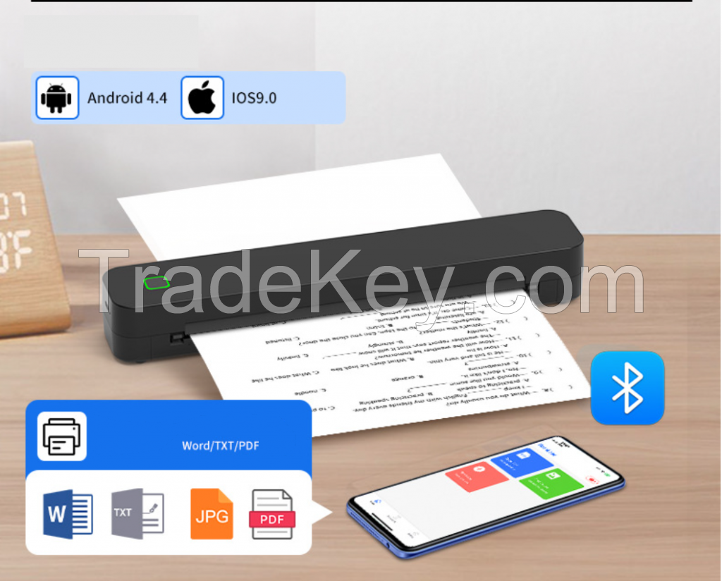 Portable built-in battery wireless thermal printer