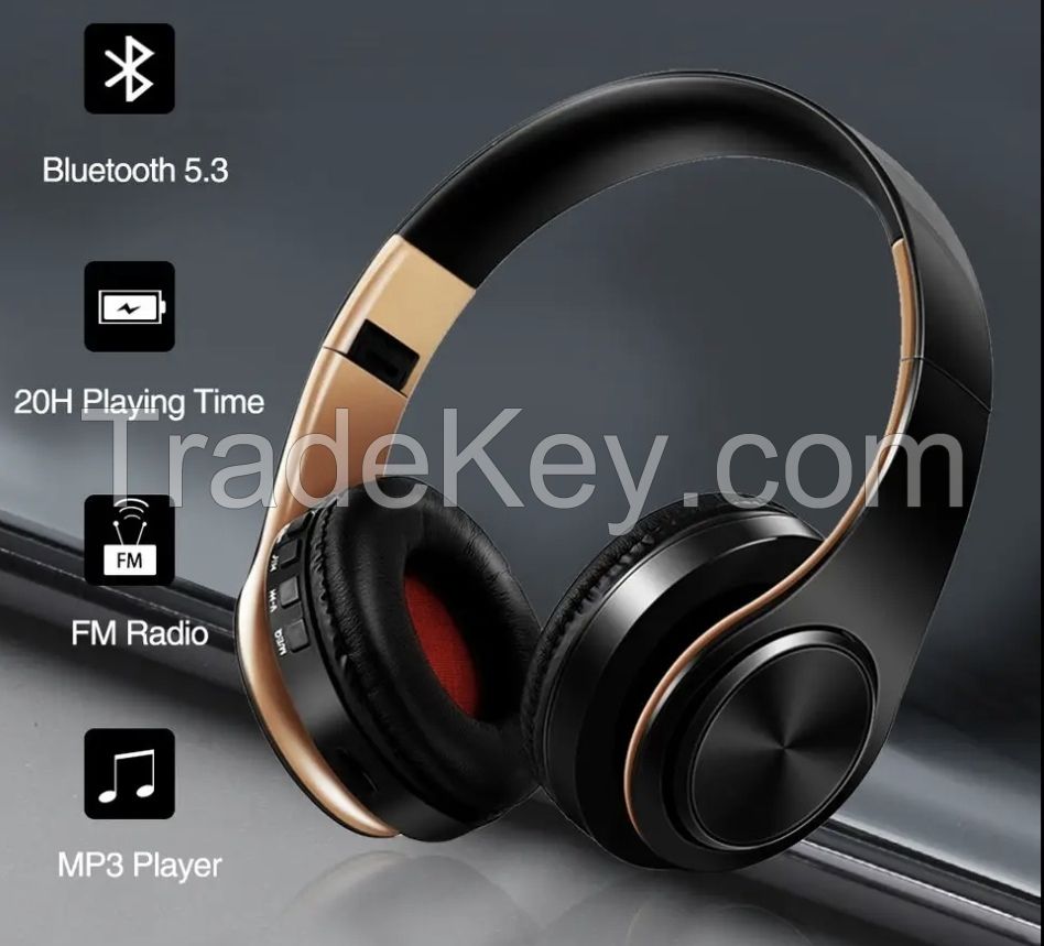 Hi - Fi stereo Bluetooth earphones, with SD card support for music playback, FM function and built - in microphone. Suitable for Xiaomi, Apple and Samsung mobile phones, tablets.