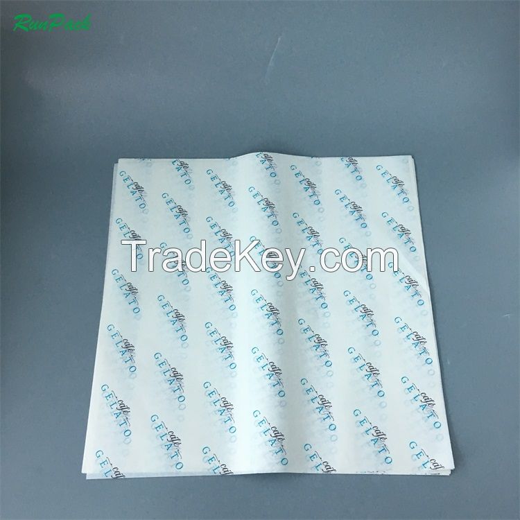 Brand Logo Parchment Baking Grease Proof Paper Custom Printed Greaseproof Food Wrapping Paper for Deli Food Bread Packaging