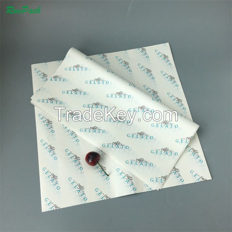 Brand Logo Parchment Baking Grease Proof Paper Custom Printed Greaseproof Food Wrapping Paper for Deli Food Bread Packaging