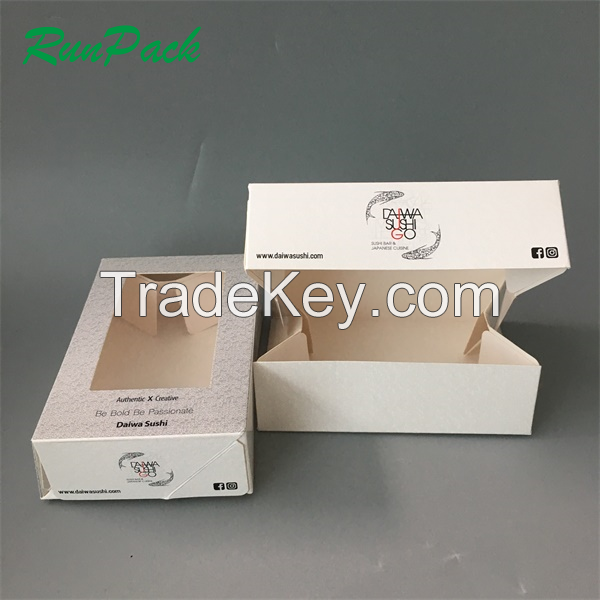 Hot Selling Soy Ink Sushi Box With Clear Window Custom Black Card Sushi Box Packaging High Quality Paper Sushi Box
