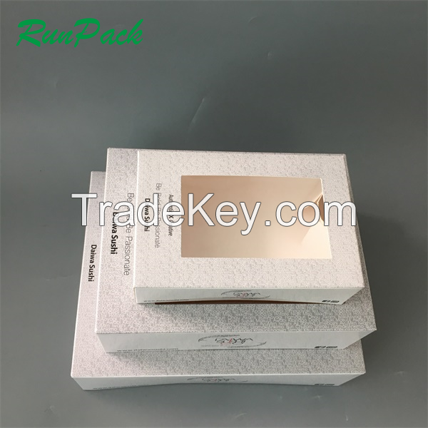 Hot Selling Soy Ink Sushi Box With Clear Window Custom Black Card Sushi Box Packaging High Quality Paper Sushi Box