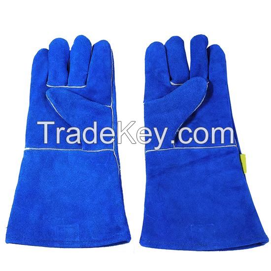 DDsafety 77+countries Blue Cowhide Leather Welding Glove leather welding glove offers premium side Gloves fully welted seams with aramid stitching Gloves