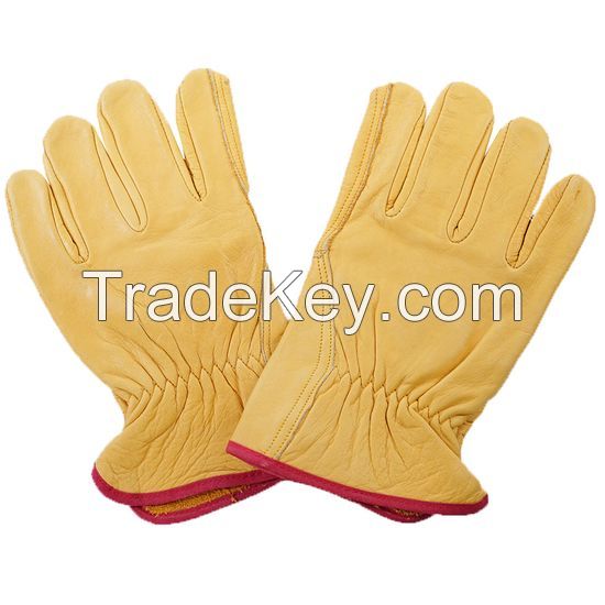 DDsafety export to 77+countries 15+years low-cost manufacturer gloves Yellow Sheepskin Driver Gloves Without Lining Sheepskin Leather Winter Drive Work Gloves