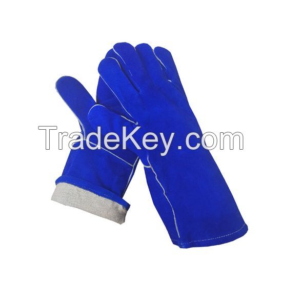 DDsafety 77+countries Blue Cowhide Leather Welding Glove leather welding glove offers premium side Gloves fully welted seams with aramid stitching Gloves