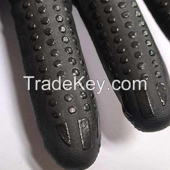 DDsafety15+years low-cost manufacturer gloves.Black Ultra-Thin Nitrile Foam Palm Coated Glove with Tacky Dot Grip