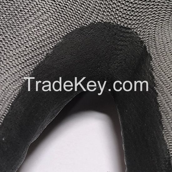 DDsafety15+years low-cost manufacturer gloves.Black Ultra-Thin Nitrile Foam Palm Coated Glove with Tacky Dot Grip